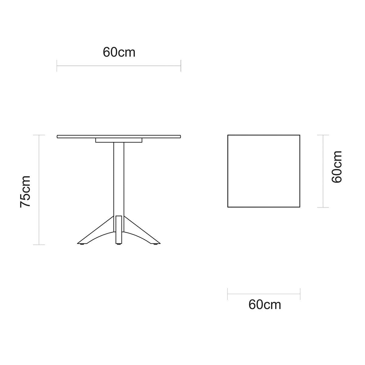 Mesa de Madeira Tramontina London Coluna Central Quadrada em Tauarí Tabaco 4 Lugares 60 cm