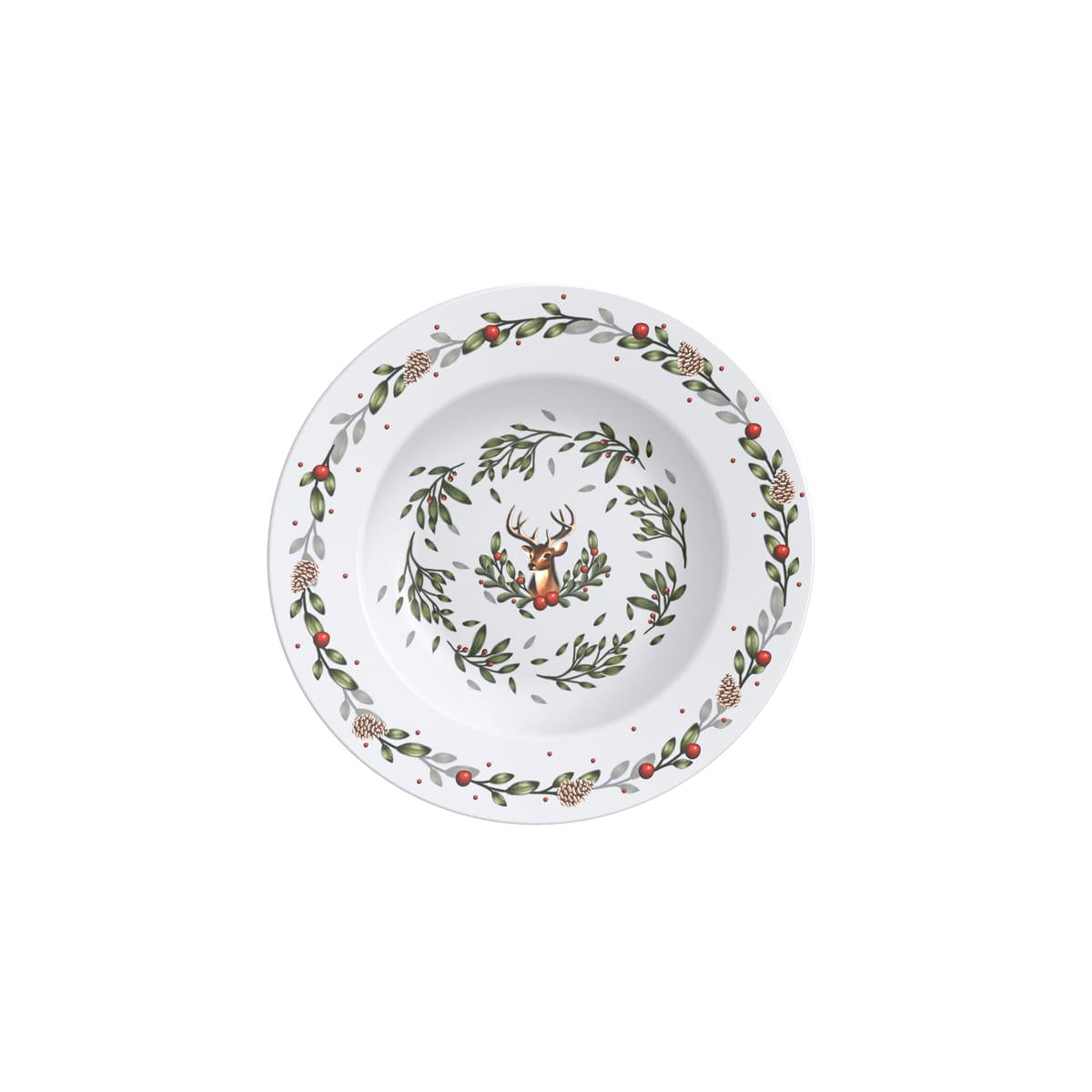 Kit Prato Raso Tramontina Casa Natal em Porcelana Decorada 27 cm com 06 peças