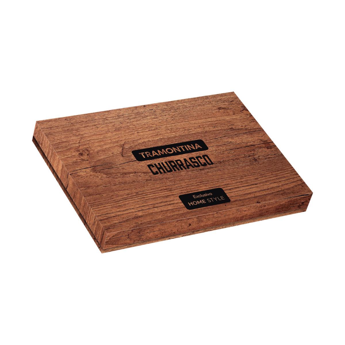 Jogo de Talheres para Churrasco Jumbo Tramontina Aço Inox e Cabos de Madeira Polywood Vermelho 8 Peças