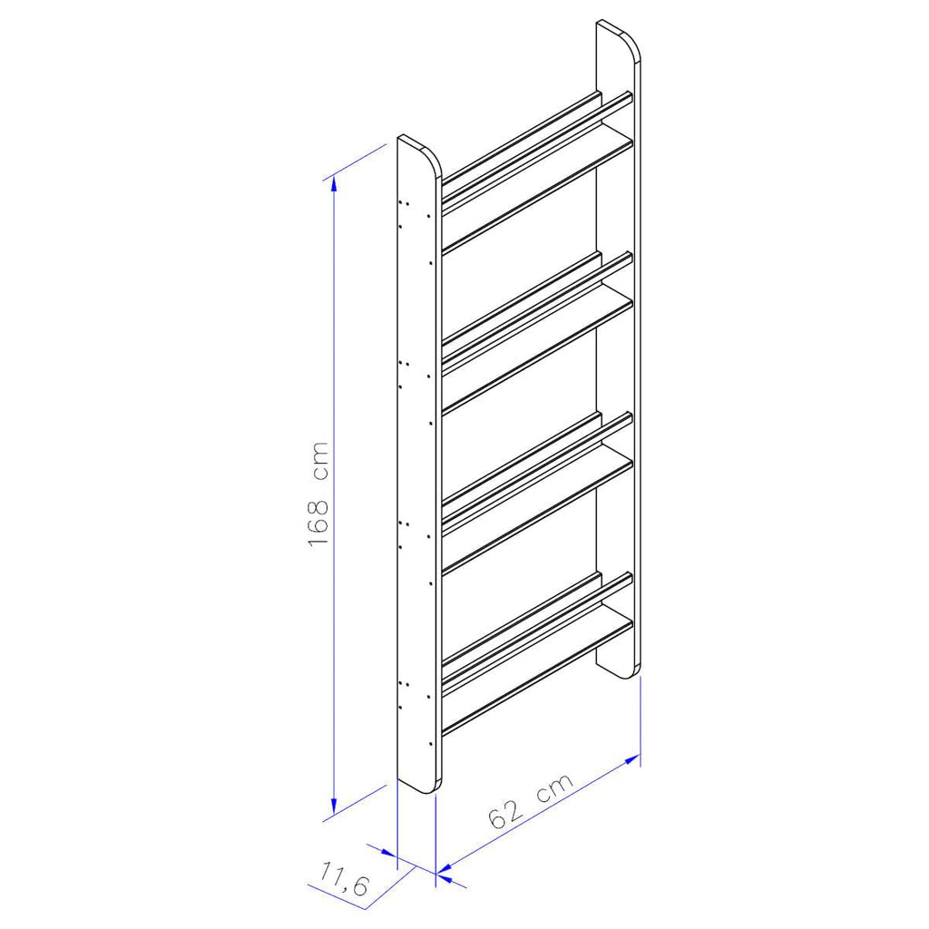 Estante de Parede para Livros 62x12x168 cm em Madeira Natural Marin Brasil