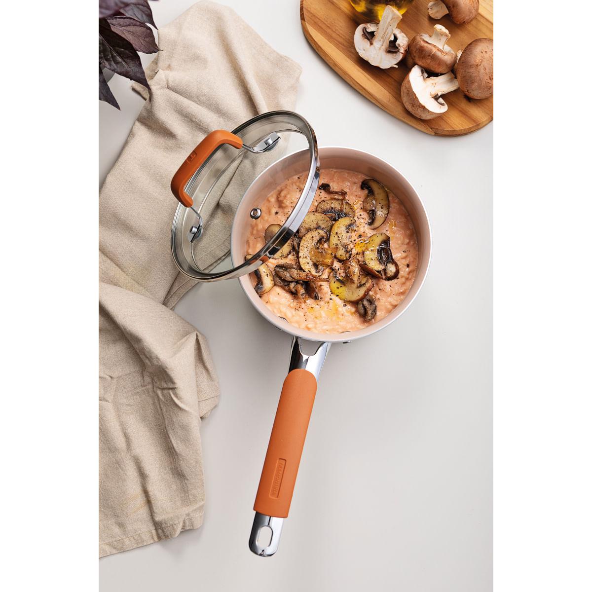 Panela Tramontina Romagna Aço Inox Cerâmico Marfim 16 cm 1,5 L