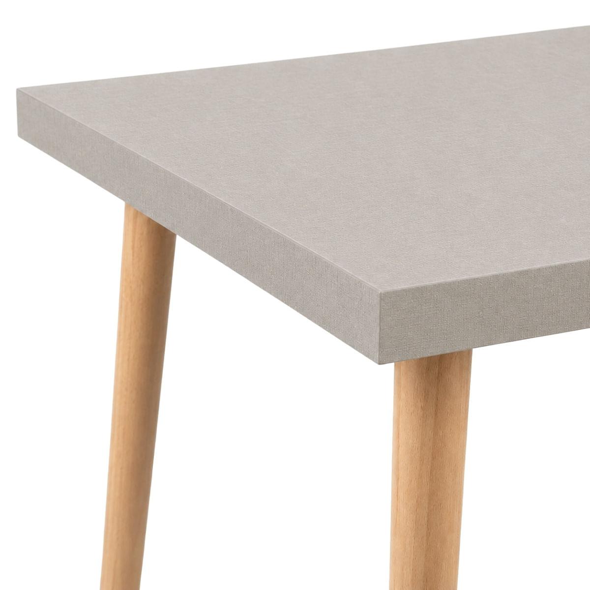 Mesa Safira Quadrada 70 cm com Tampo em MDF Camurça e Pés de Madeira Natural