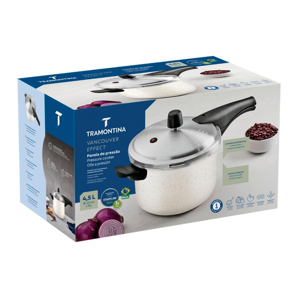 Panela de Pressão Tramontina Vancouver Effect em Alumínio Starflon Max Bege 20 cm 4,5 L