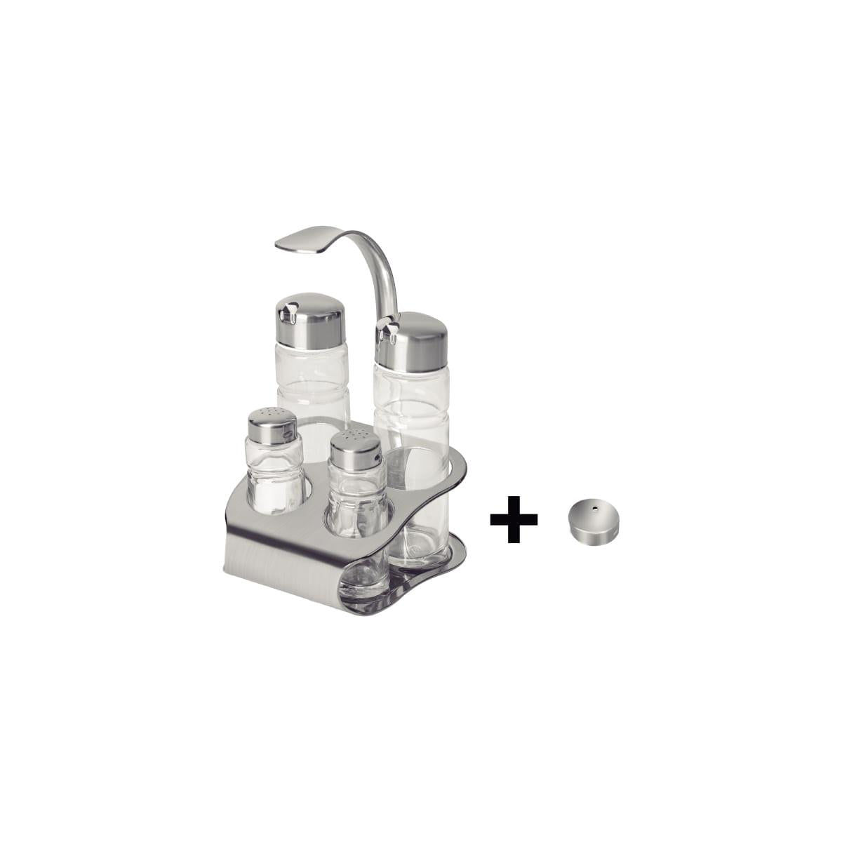 Galheteiro Tramontina Utility em Vidro e Aço Inox com Alça 4 Peças