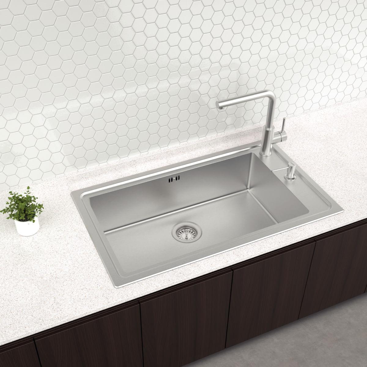 Cuba de Sobrepor Tramontina Square 86x50 cm em Aço Inox 304 Scotch Brite OUTLET