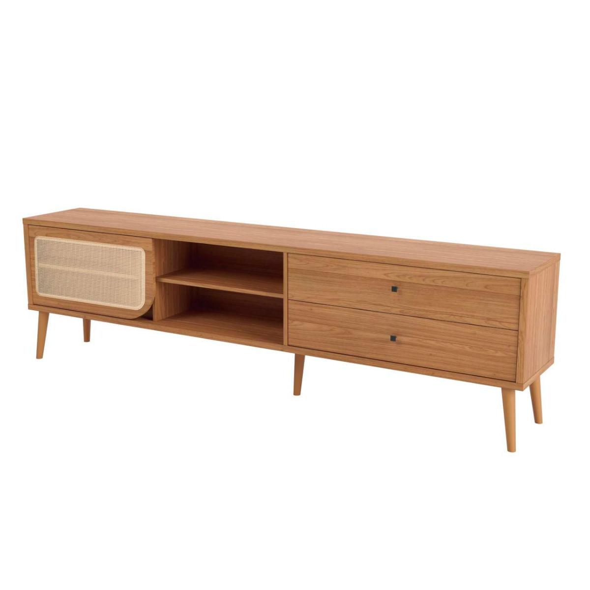Rack Tela para TV em MDF 220 cm com 2 Gavetas e Porta de Correr Freijó Dalla Costa