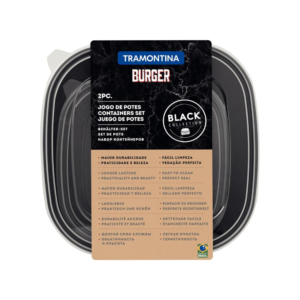Jogo de Potes Tramontina Black Burger em Polipropileno Preto 2 Peças