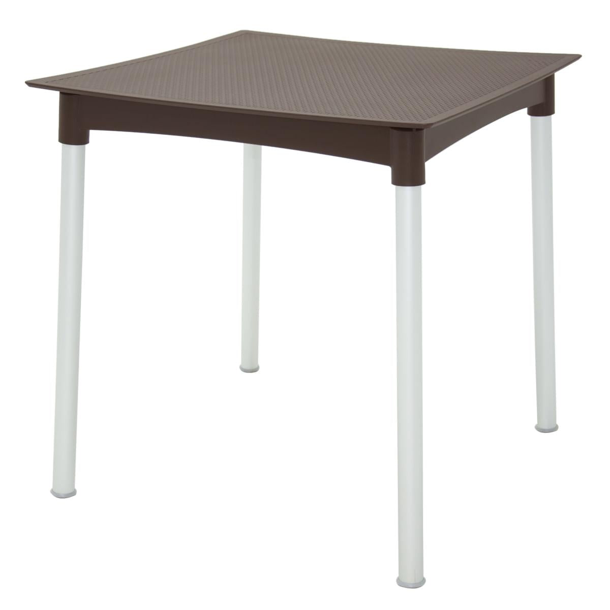 Mesa Tramontina Laura Rattan 70 cm em Polipropileno Marrom com Pernas de Alumínio Anodizado