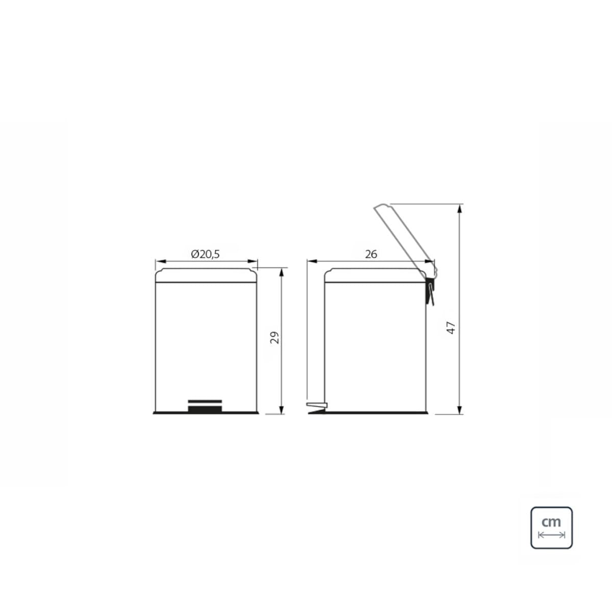 Lixeira com Pedal Tramontina Brasil Plus 5 Litros em Aço Inox Acetinado
