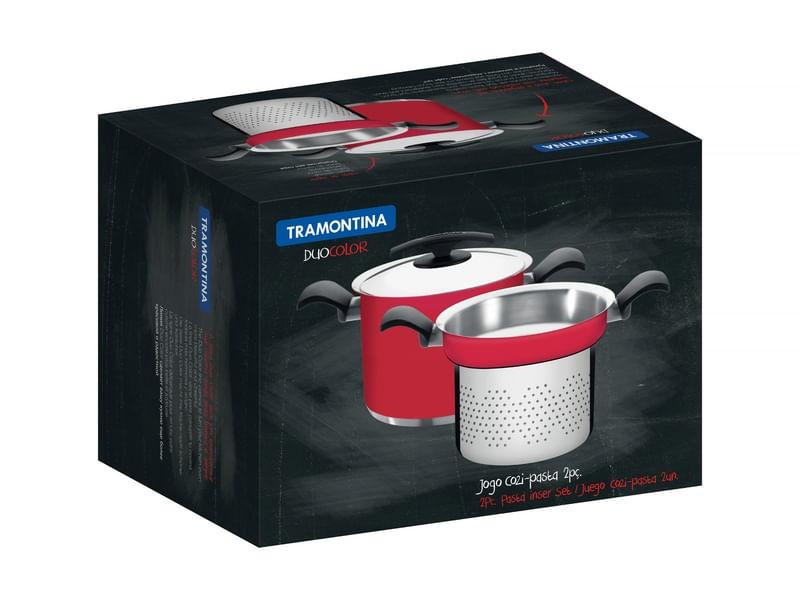 Jogo Cozi-pasta Inox 2 peças Vermelho Duo Color Tramontina 65380406