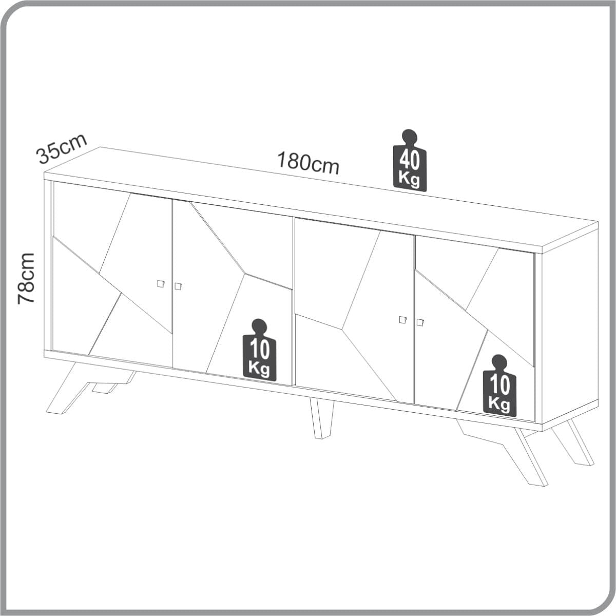 Balcão Buffet Mosaico 4 Portas em MDF Freijó 180 cm TB297 JPF Dalla Costa