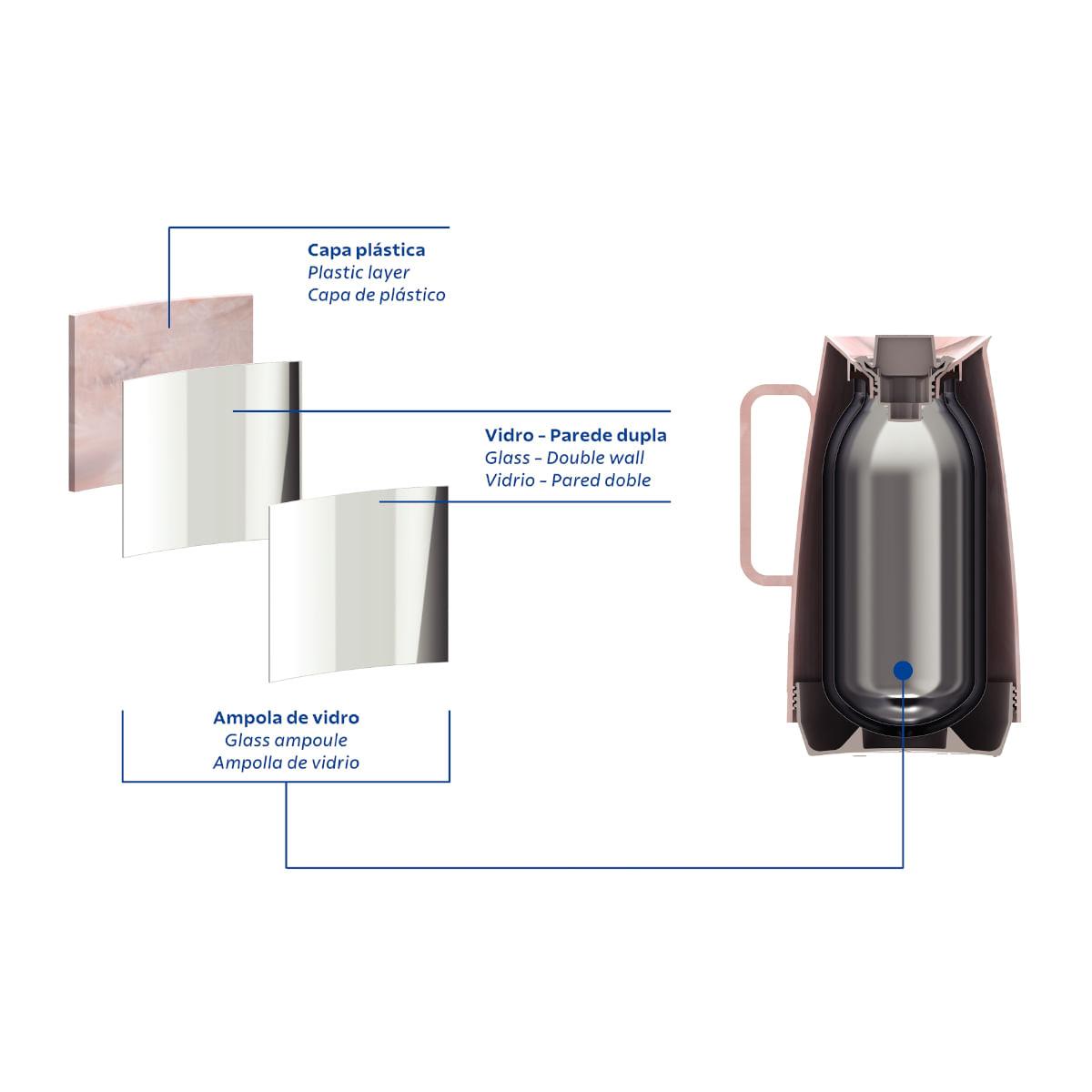 Bule Térmico Tramontina Exata em Plástico Marmorizado Rosa 500 ml