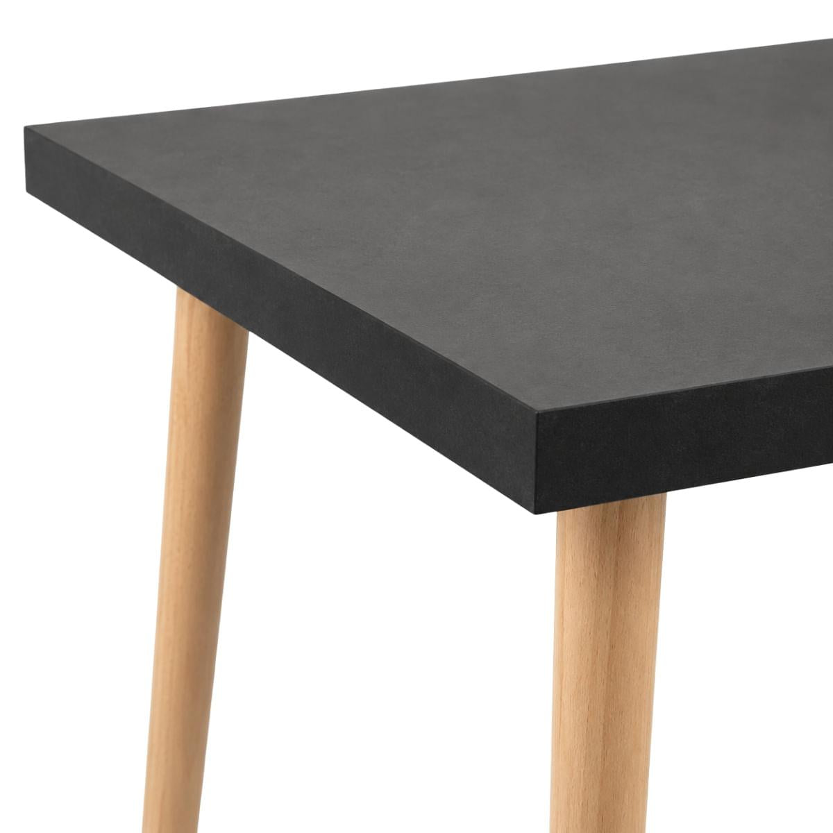 Mesa Safira Quadrada 70 cm com Tampo em MDF Preto e Pés de Madeira Natural