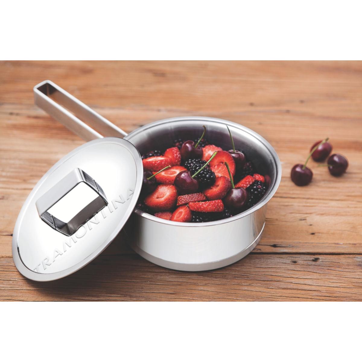 Panela Tramontina em Aço Inox Perfil Fundo Triplo 16 cm 1,4 Litros