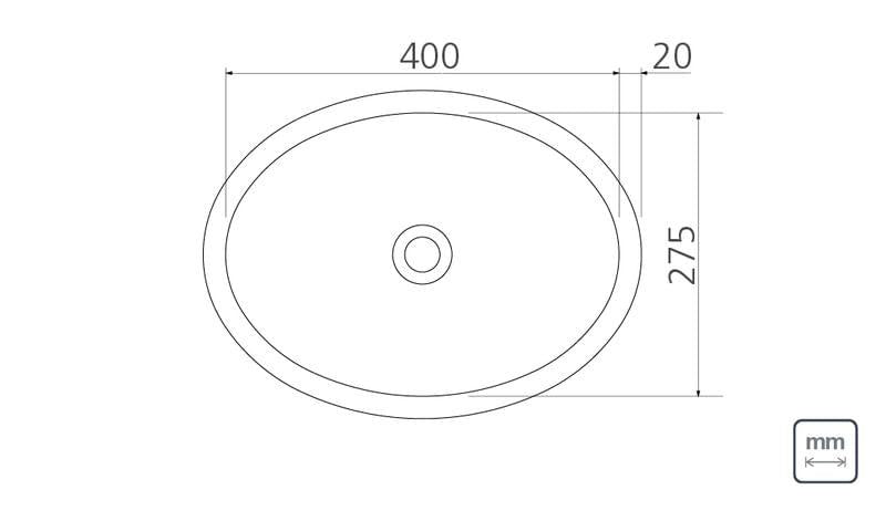 Cuba de Encaixe Oval Inox Acetinado 40x27,5cm Tramontina 94115107