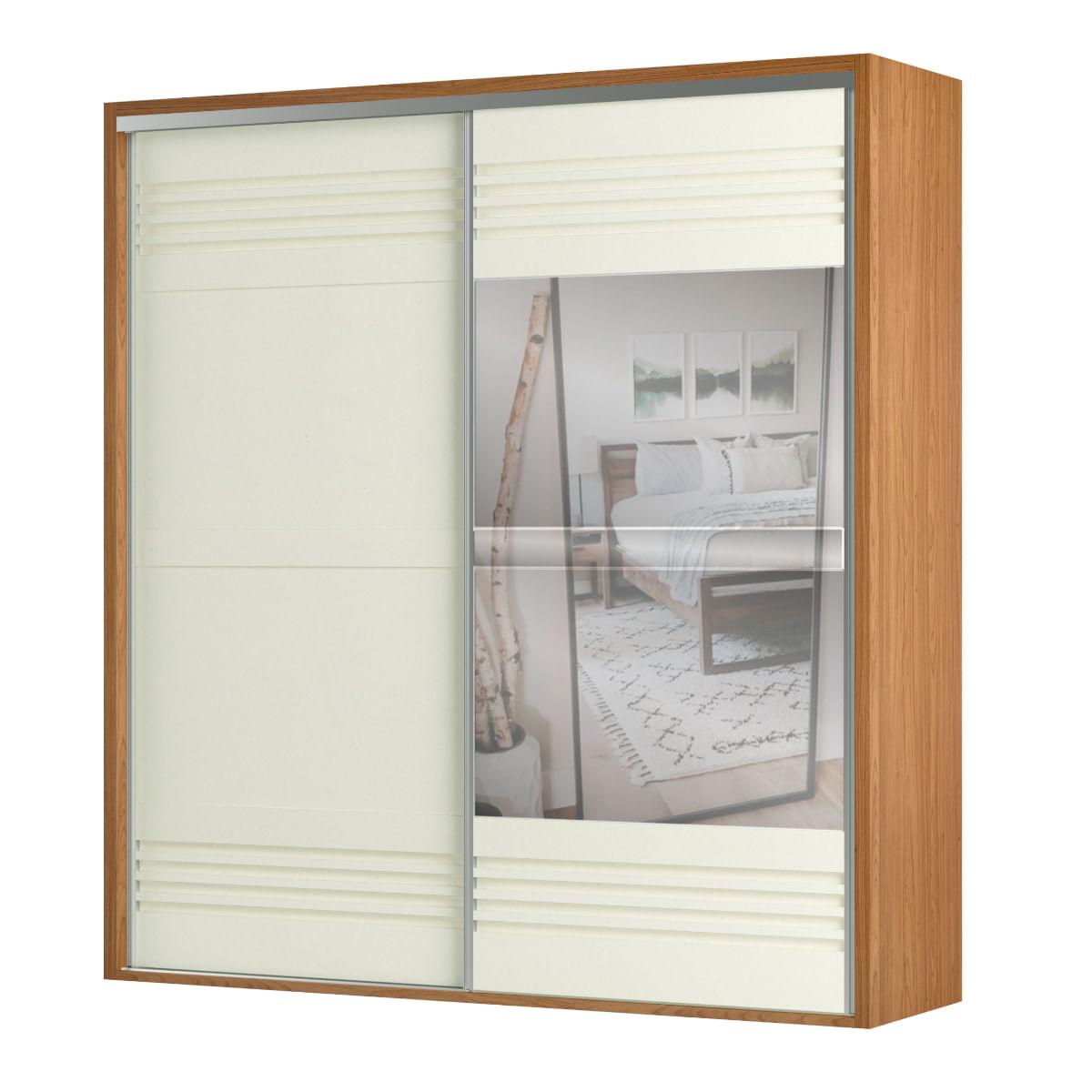 Guarda-Roupa com Espelho 2 Portas de Correr 223 cm Freijó/Off White TW602E JW Dalla Costa