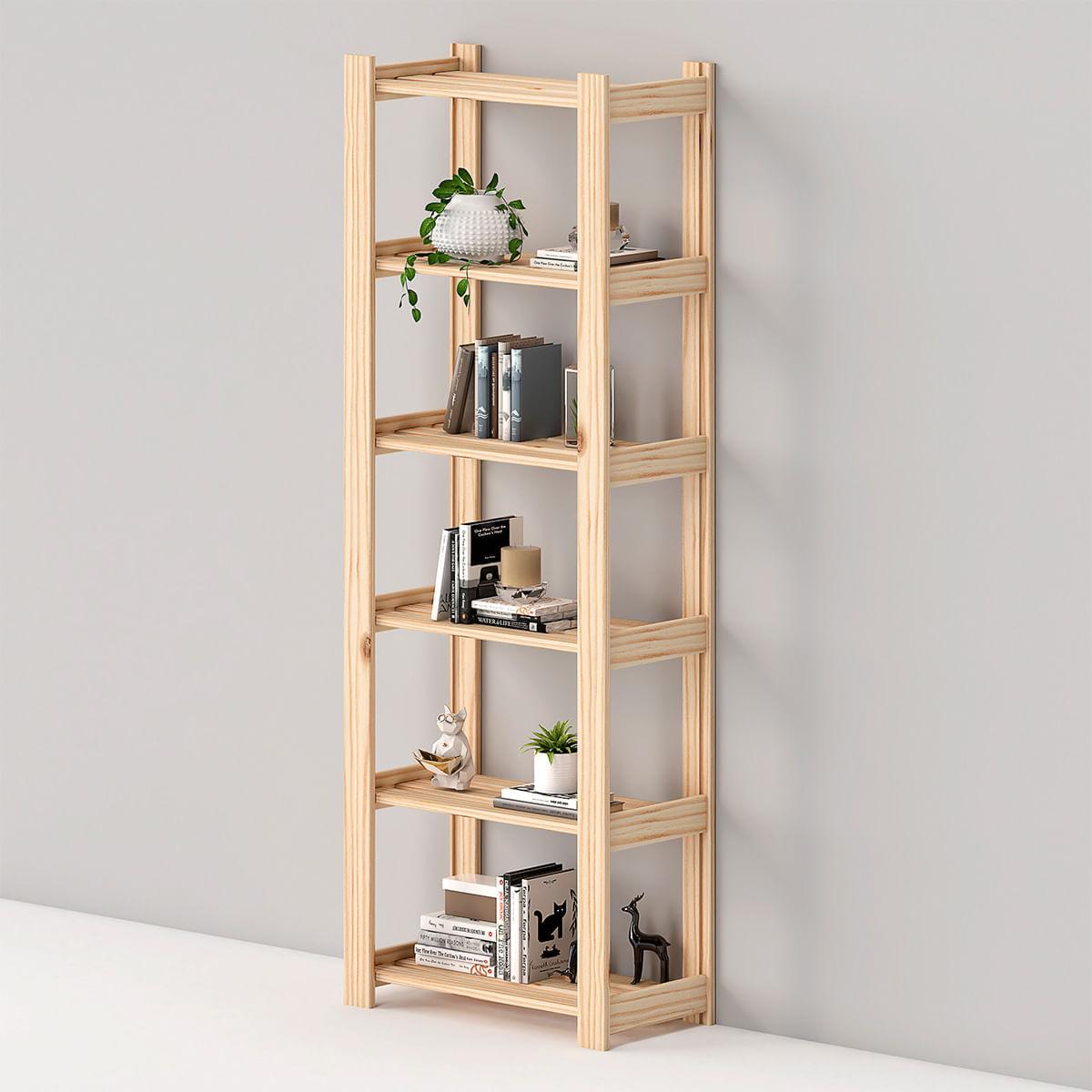 Estante para Livros 62x30x171 cm em Madeira Natural Marin Brasil