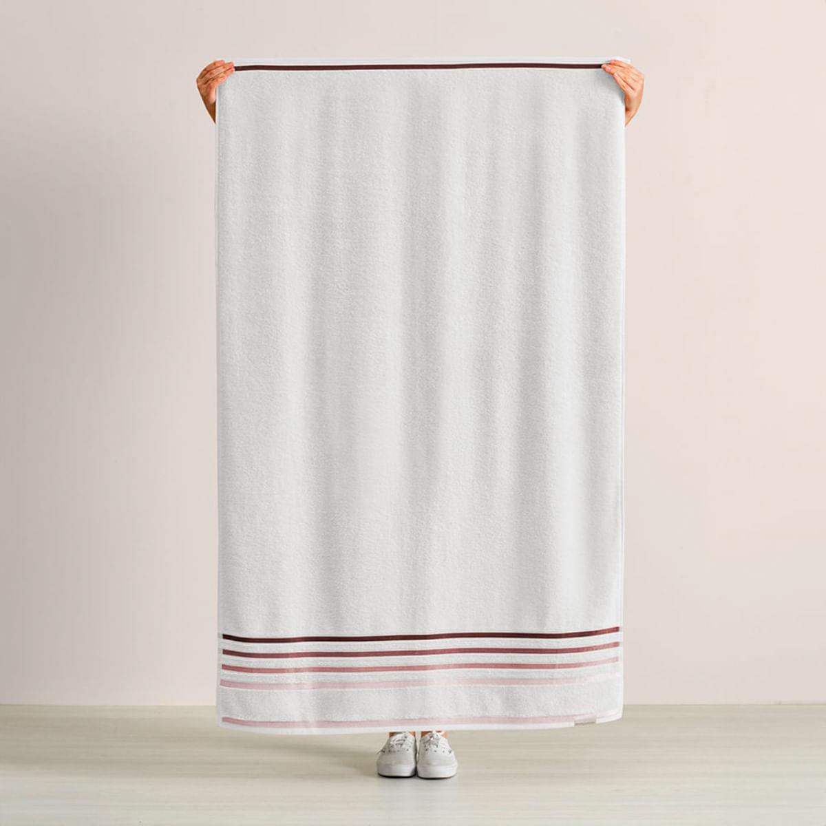 Toalha Banhão Karsten Fio Penteado Lumina Branco/Rosa 86x150 cm