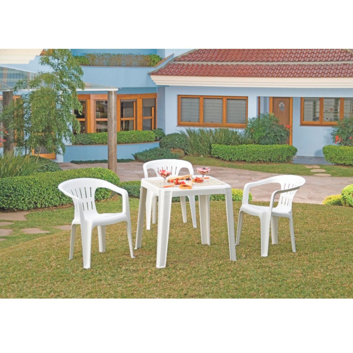 Mesa Quadrada Tramontina Aruba 68 cm em Polipropileno Branco