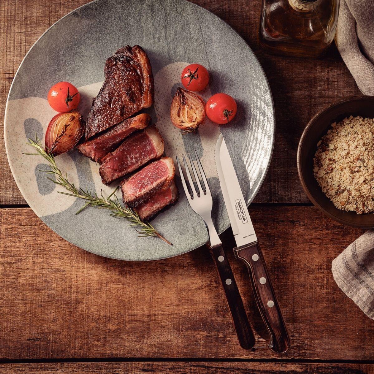 Jogo de Talheres para Churrasco Jumbo Tramontina Castanho Polywood 12 Peças