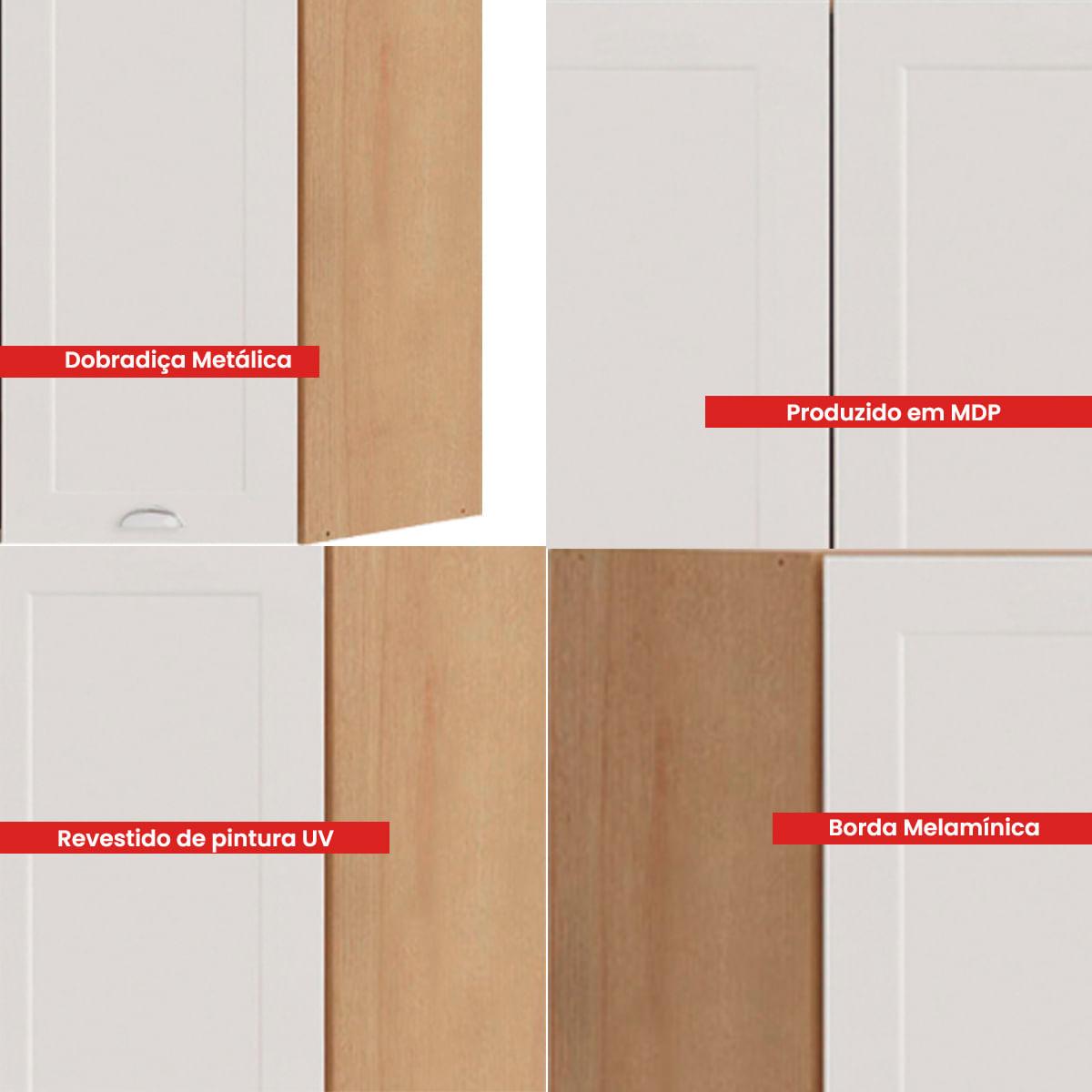 Armário Aéreo Canto Obliquo 2 Portas Riviera Branco 75x75x66 cm CD-685 Ditália