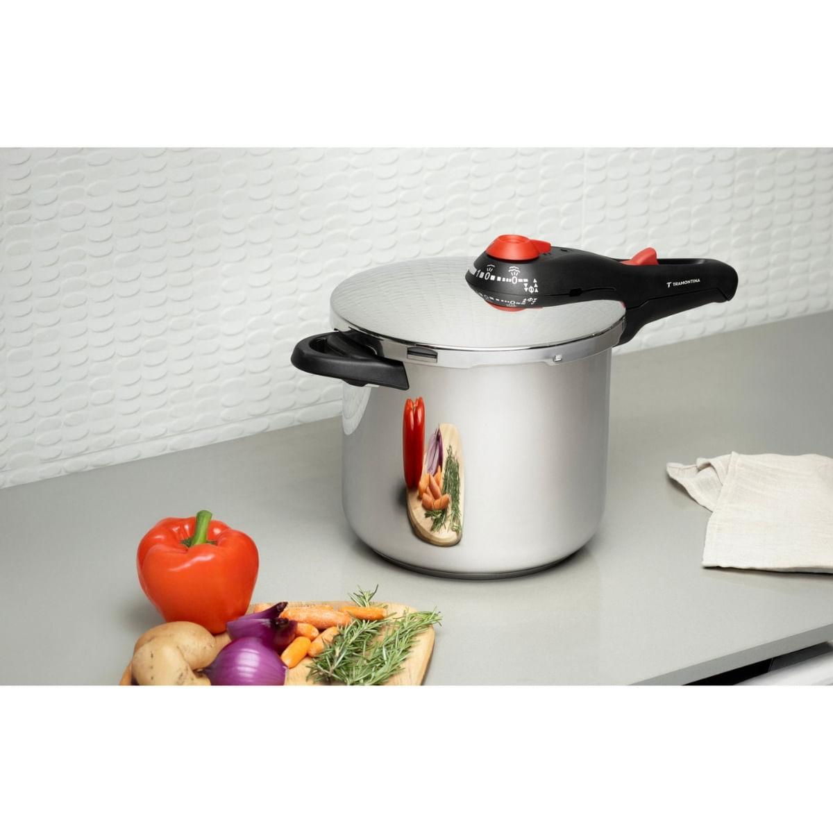 Panela de Pressão Tramontina Solar em Aço Inox 24 cm 9,5 L