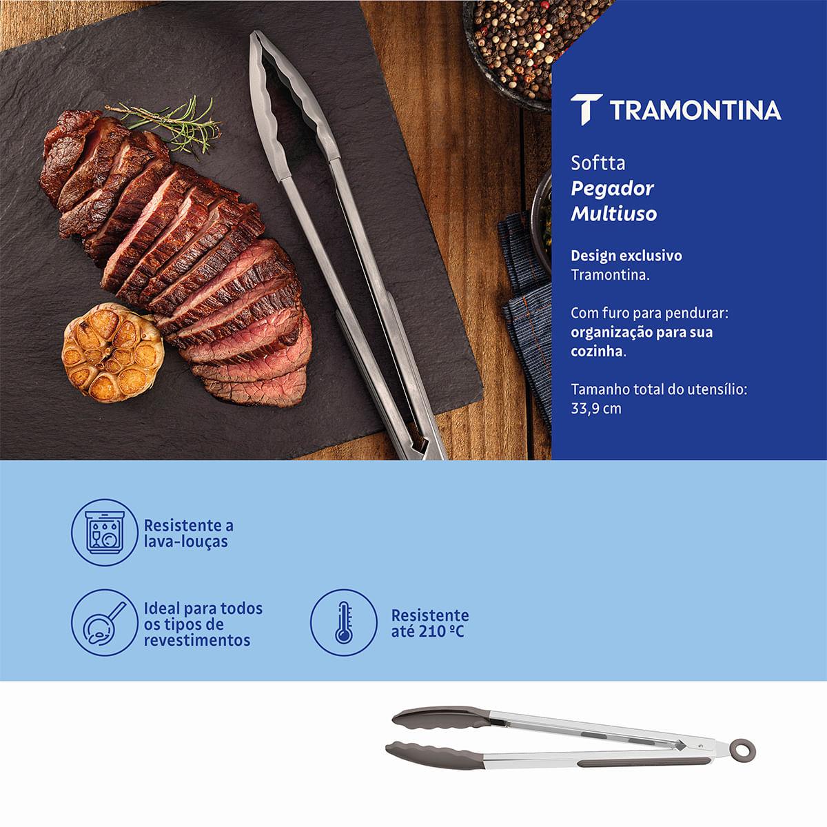 Pegador Multiuso Tramontina Softta de Silicone Cinza 33,9 cm