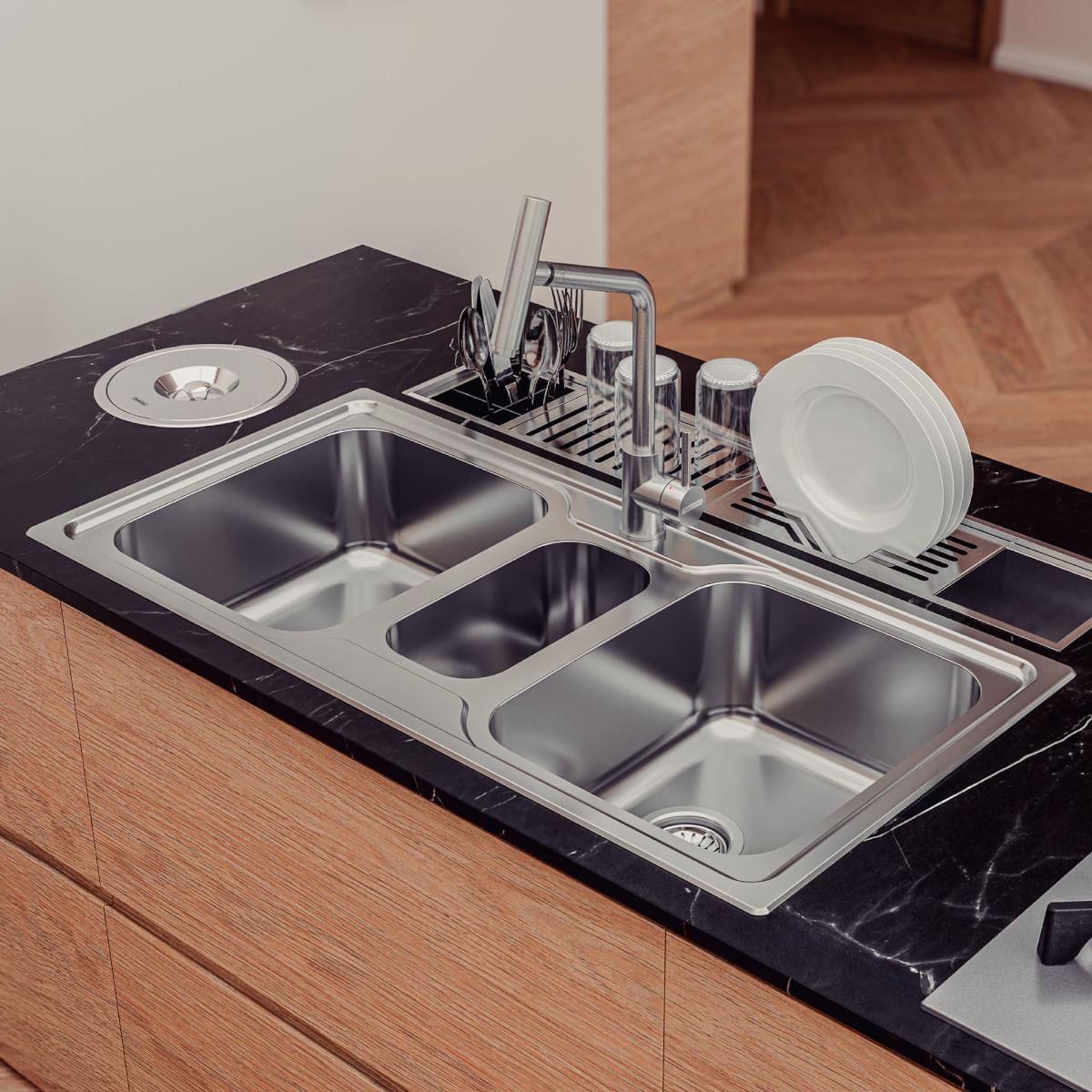 Cuba de Sobrepor Tramontina Marea Deep 100x50cm Aço Inox Escovado Outlet