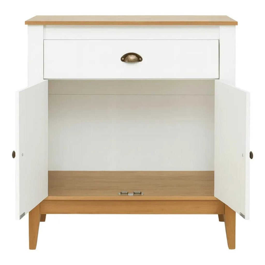 Aparador Colonial 80cm Mel Branco 2 Portas 1 Gaveta Movelbento