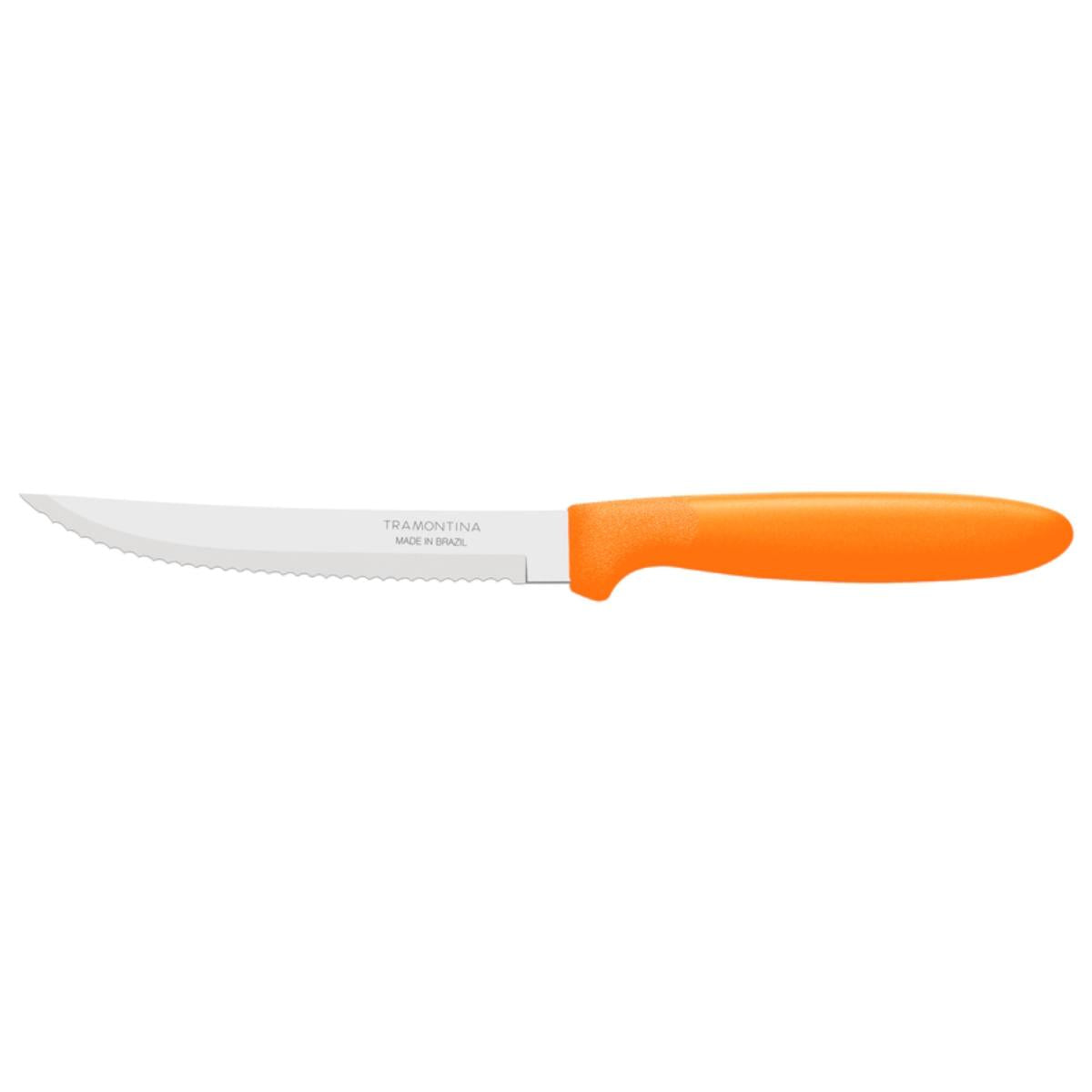 Conjunto de Facas para Churrasco 3 Peças Tramontina Ipanema com Lâminas em Aço Inox e Cabos de Polipropileno Laranja