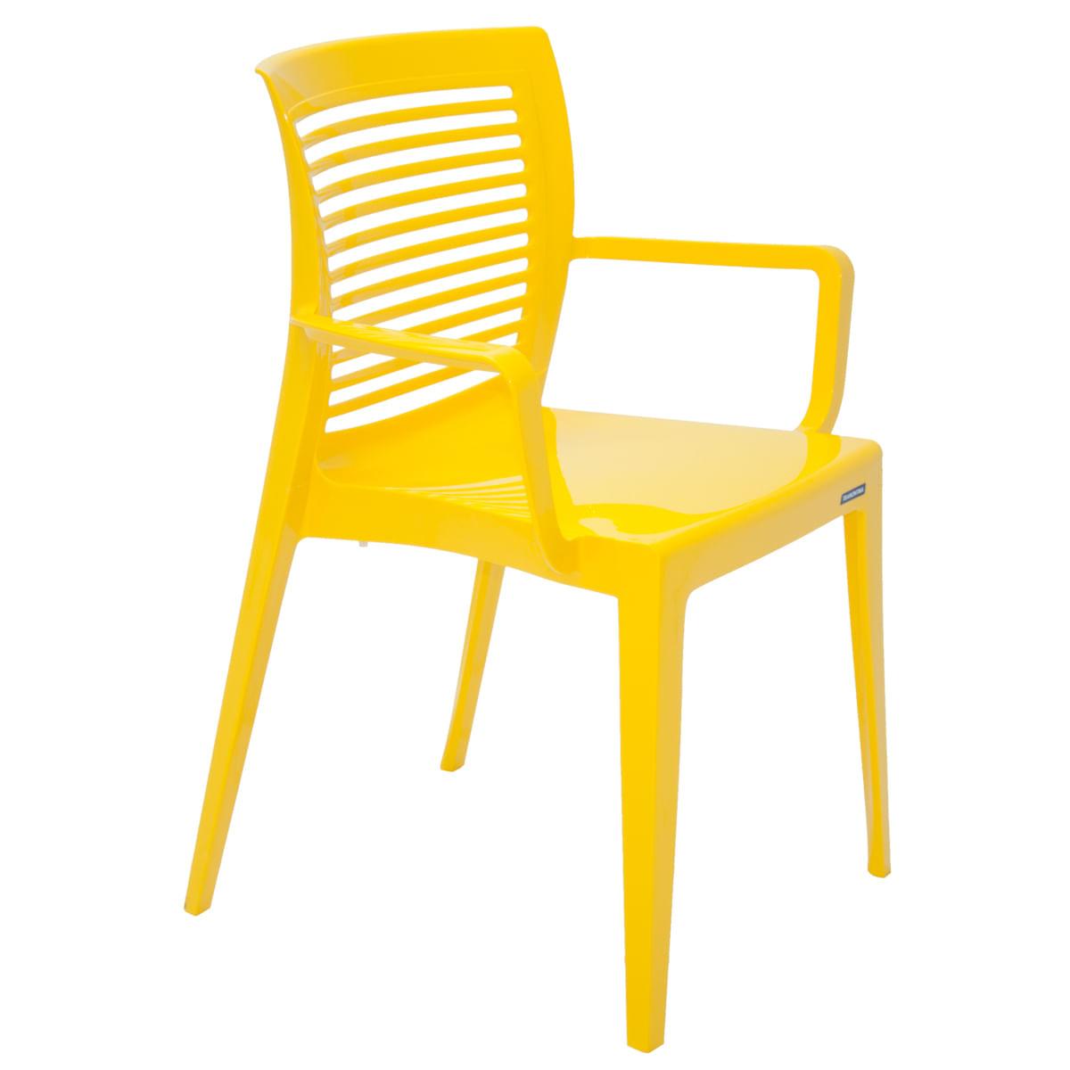Cadeira Tramontina Victória Encosto Horizontal com Braços em Polipropileno Amarelo