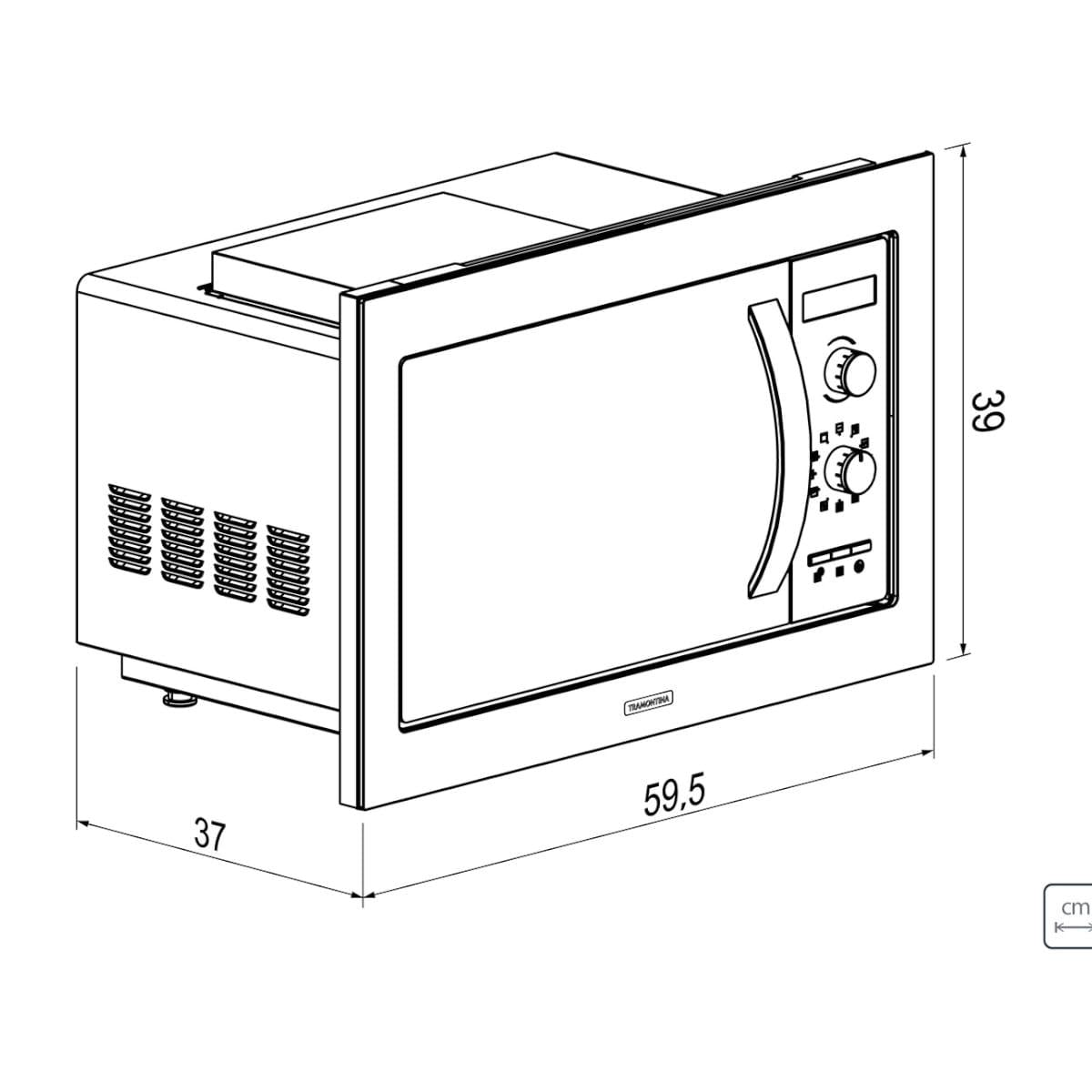 Micro-ondas de Embutir Tramontina Inox 60 25 L em Aço Inox Scotch Brite 8 Funções