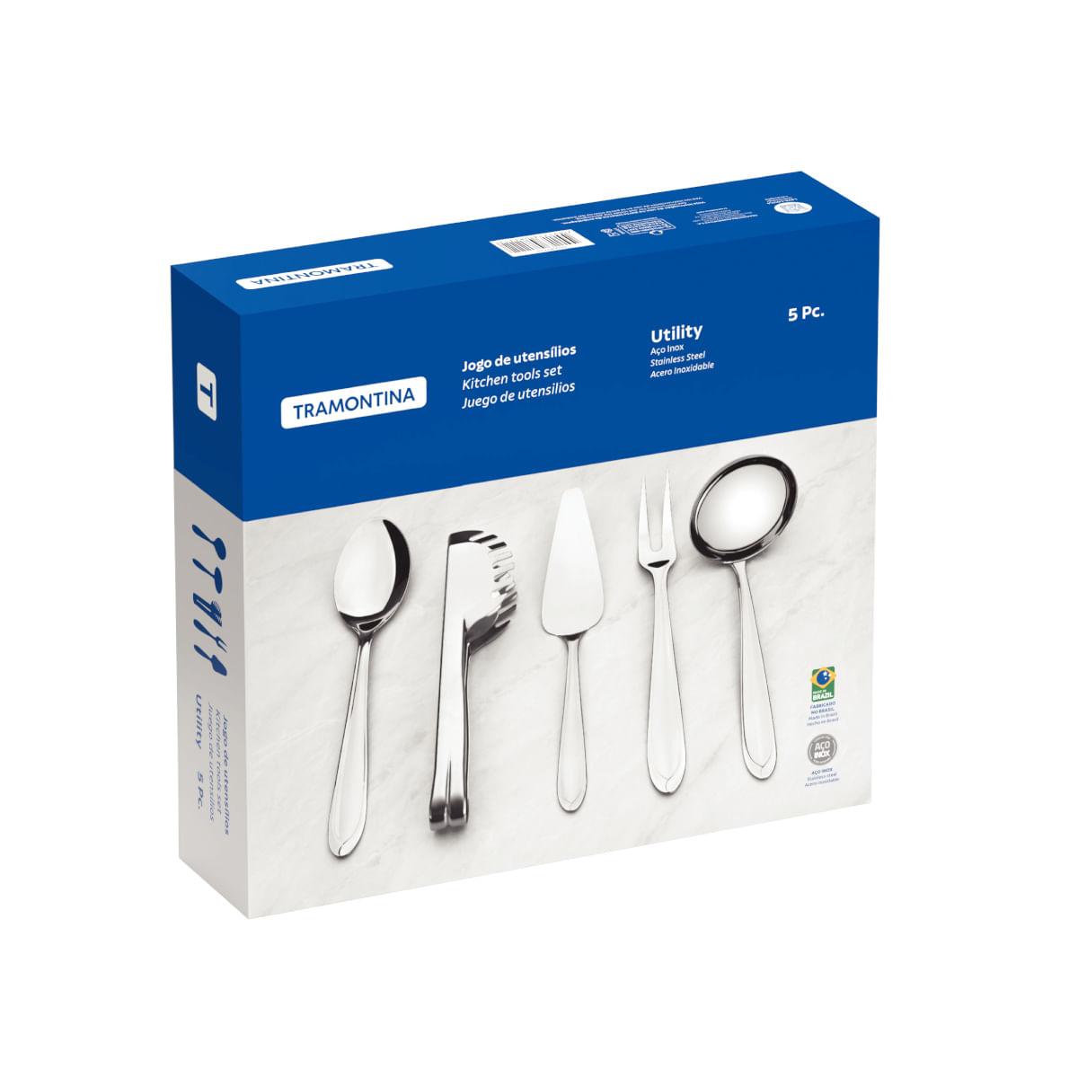 Jogo de Utensílios Tramontina Utility em Aço Inox 5 Peças