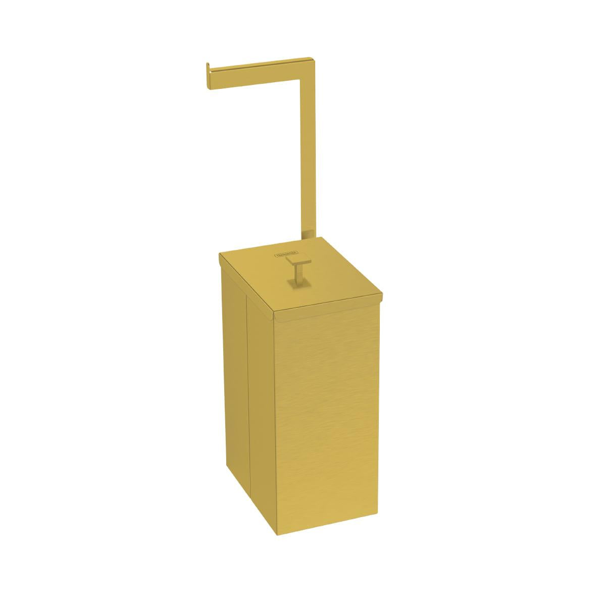 Lixeira Tramontina Luz Slim em Aço Inox Gold com Porta Rolo 5,5 Litros