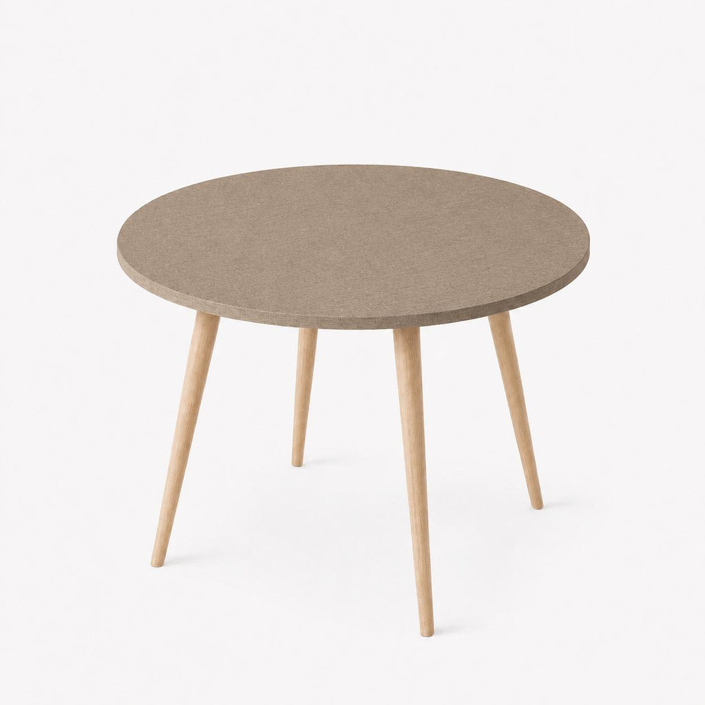 Mesa Jantar Sofia Redonda 80cm Linum 18mm Pés de Madeira Natural Marin