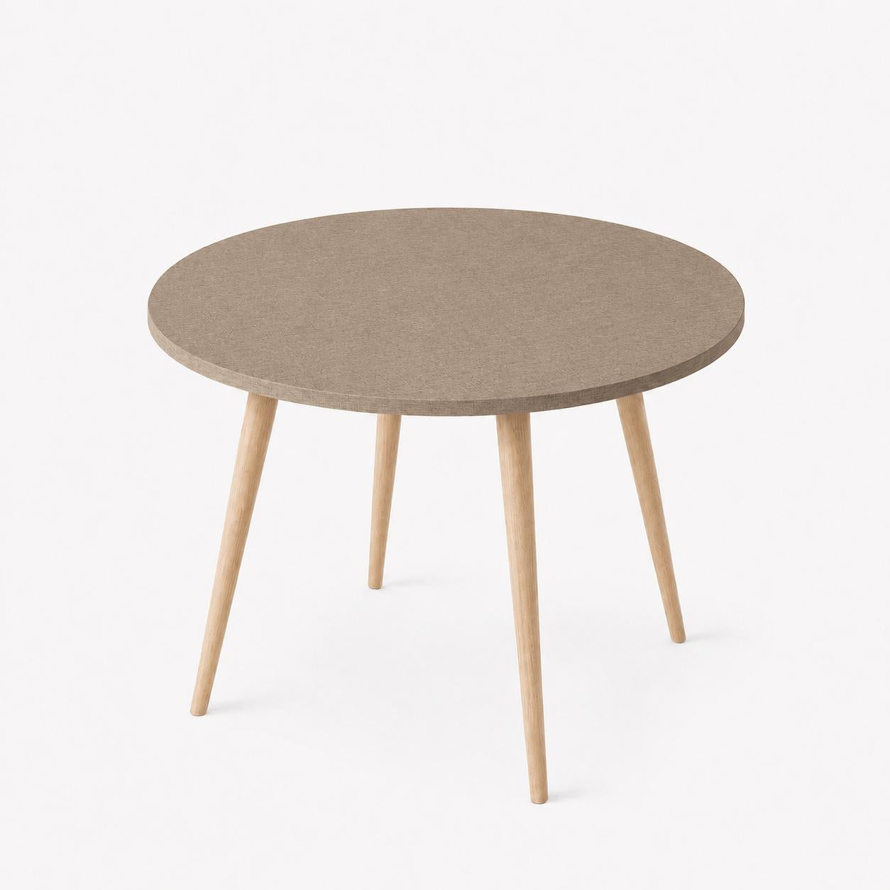 Mesa Jantar Sofia Redonda 80cm Linum 18mm Pés de Madeira Natural Marin