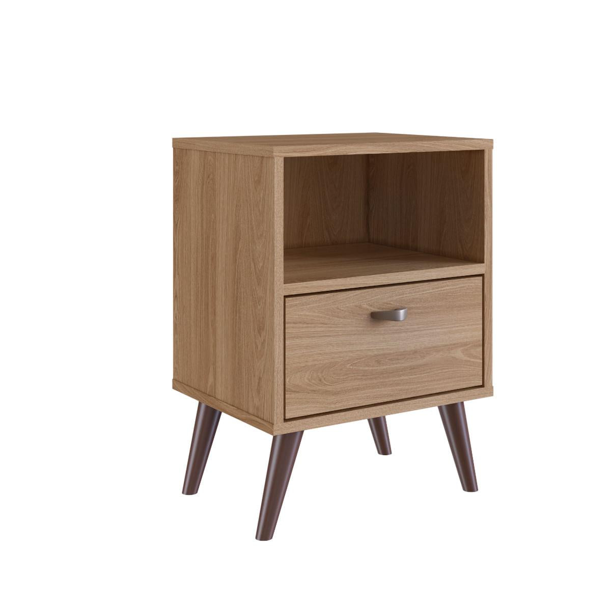 Mesa de Cabeceira 1 Gaveta e 1 Nicho Oak em MDP Completa Móveis