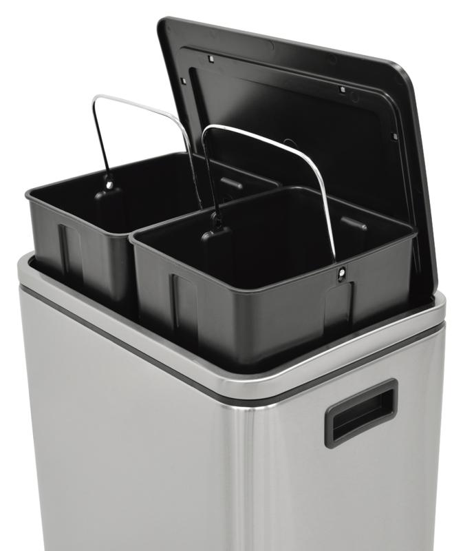 Lixeira Inox com Pedal Dupla 15 Litros Quadratta Plus OUTLET Tramontina 94900474