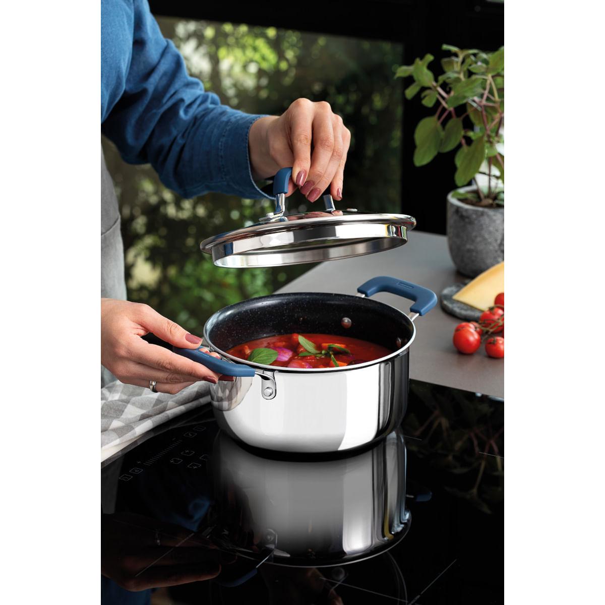 Caçarola Tramontina Romagna Aço Inox Cerâmico Black Stone 20 cm 3,2 L