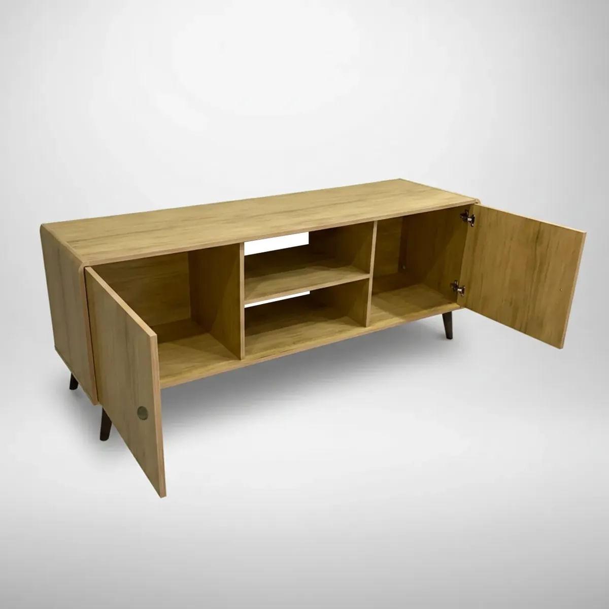 Rack Estante para TV Curve 2 Portas 150cm Mel Marrom Movelbento
