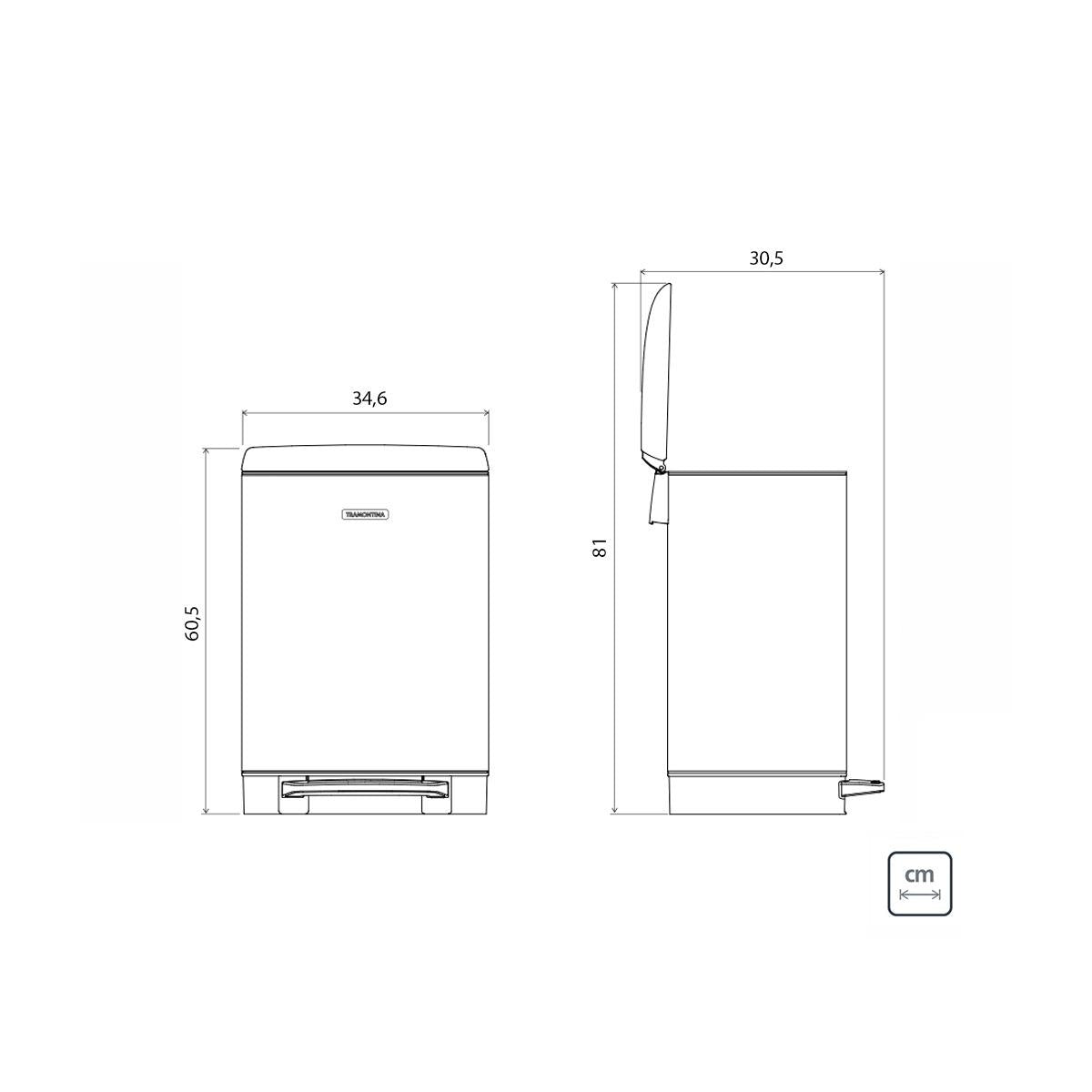 Lixeira Inox com Pedal Tramontina D Slim 30 L com Acabamento Scotch Brite e Balde Interno Removível OUTLET 94900478