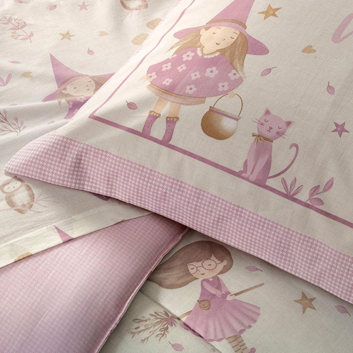Jogo de Cama Infantil Casal 200 Fios Karsten 100% Algodão Fantasia Roxo