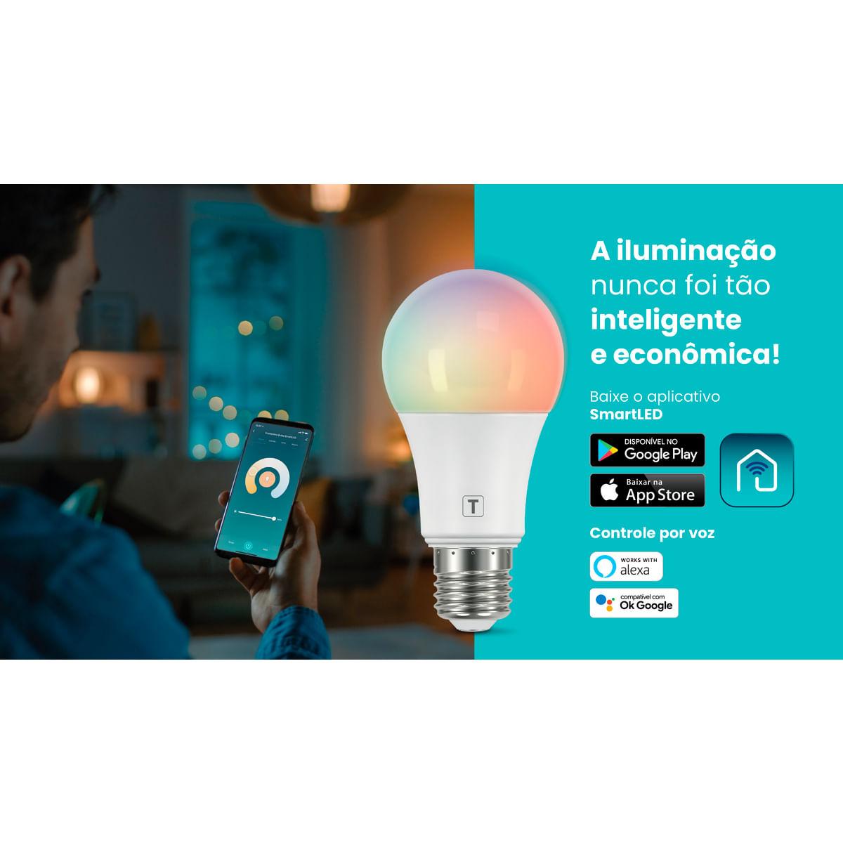Lâmpada de LED Smart Tramontina Base Bivolt 16 Milhões de Cores Wi-Fi e Bluetooth