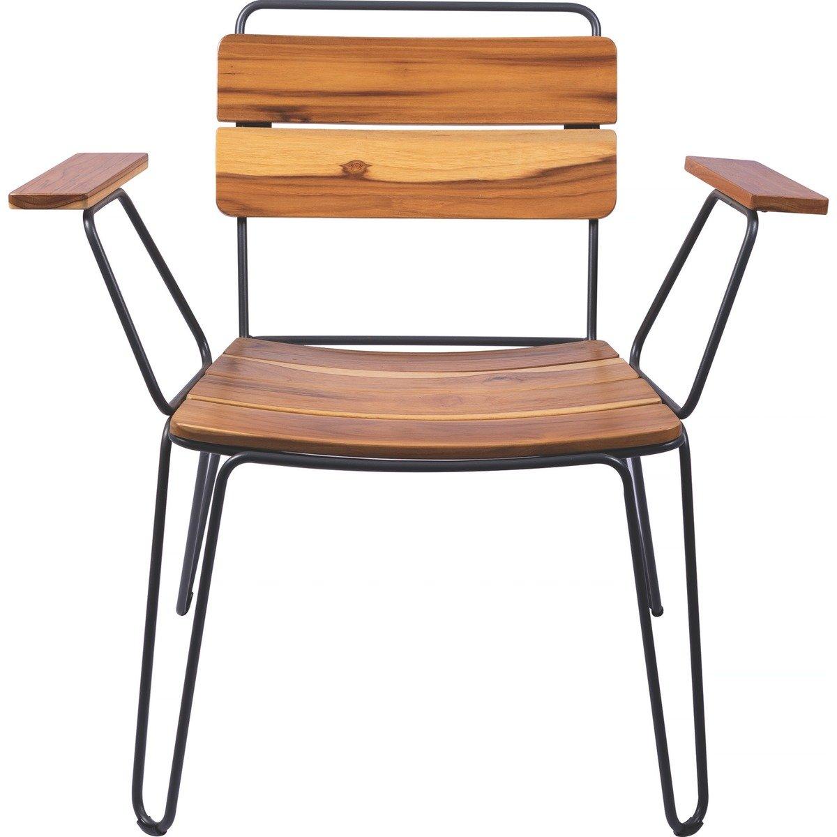 Cadeira Tramontina Tarsila com Braços em Madeira Teca Estrutura em Aço Carbono e Acabamento Ecoclear Grafite