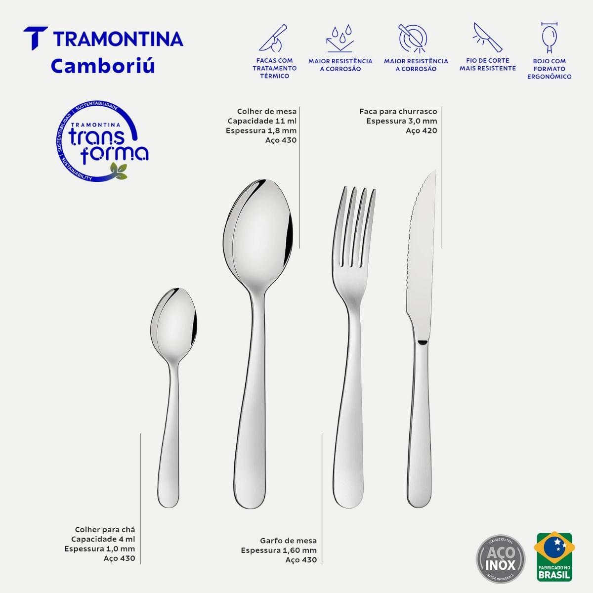 Faqueiro Tramontina Camboriú Aço Inox com Facas para Churrasco 24 Peças
