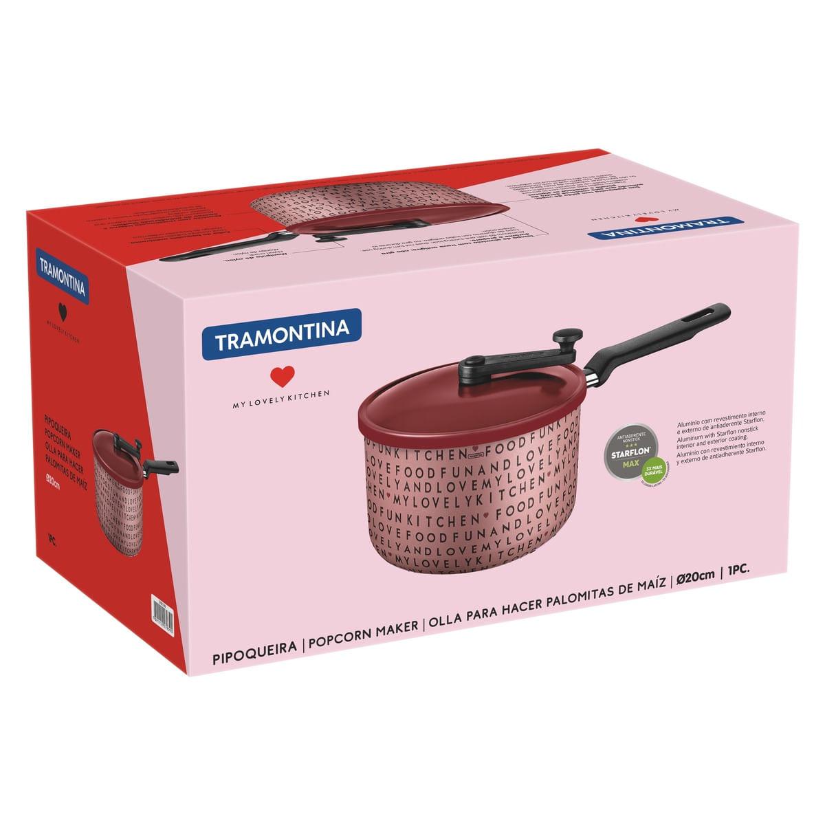 Pipoqueira Tramontina My Lovely Kitchen Rosa em Alumínio Starflon Max 20 cm 3,5 Litros