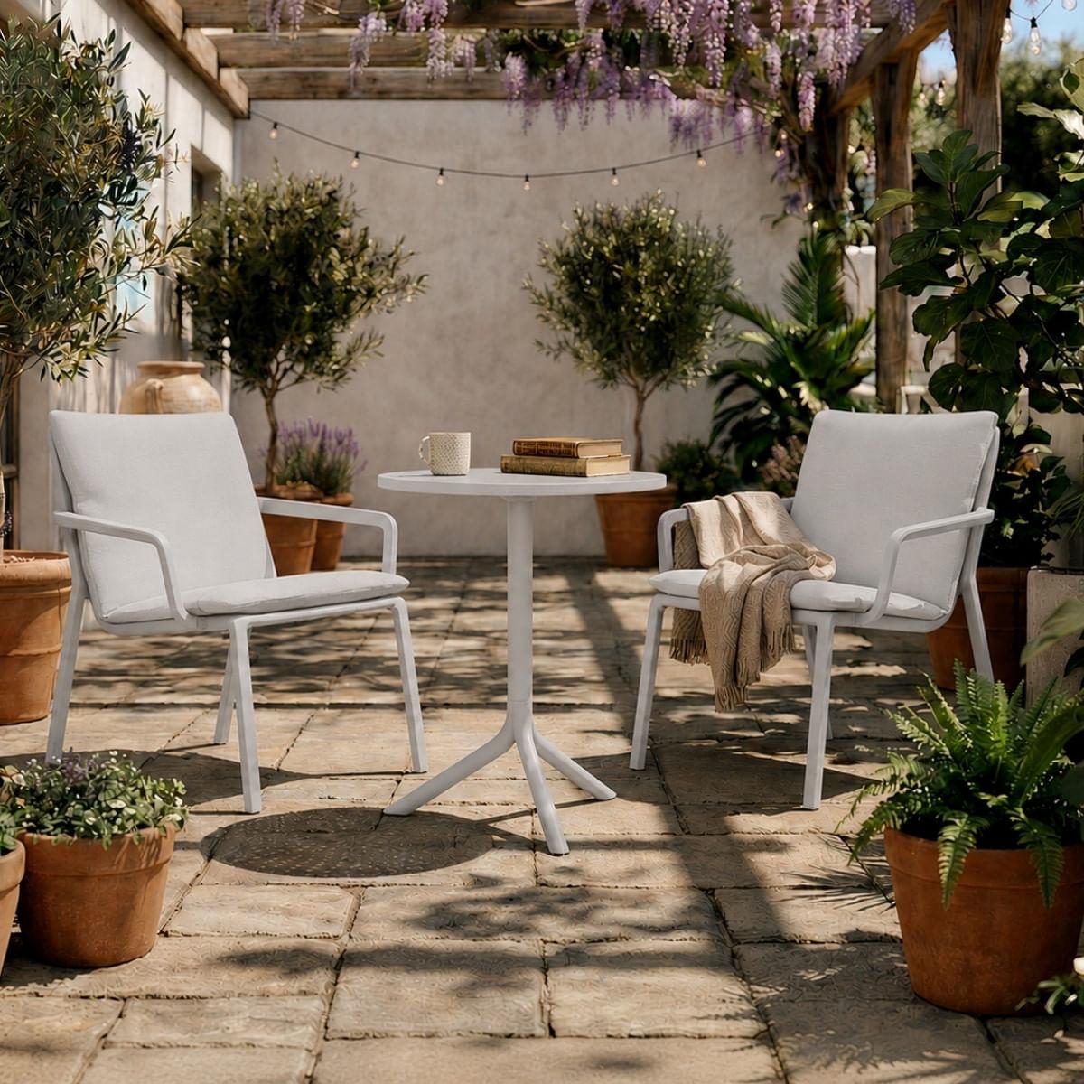 Mesa Redonda Livy Aurah 60x74,5cm Cinza Claro em Polipropileno Plaxmetal