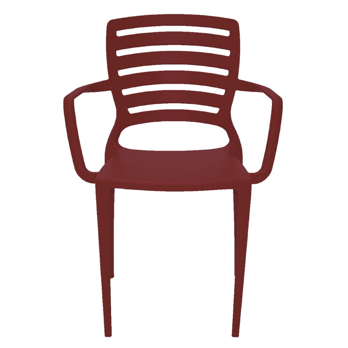 Cadeira Tramontina Sofia Marsala com Braços Encosto Vazado Horizontal em Polipropileno e Fibra de Vidro