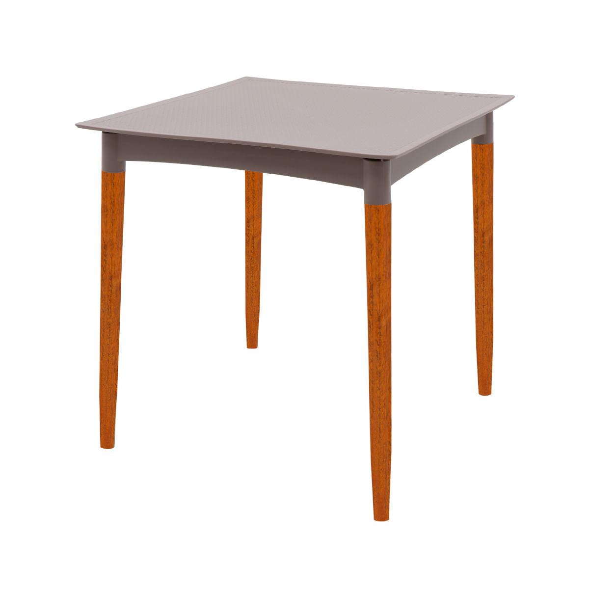 Mesa Tramontina Laura Rattan 70 cm Polipropileno Camurça Pernas Madeira