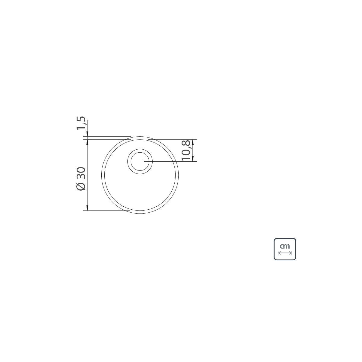 Cuba de Embutir Tramontina Luna 30 BL Standard em Aço Inox Polido 30 cm com Válvula